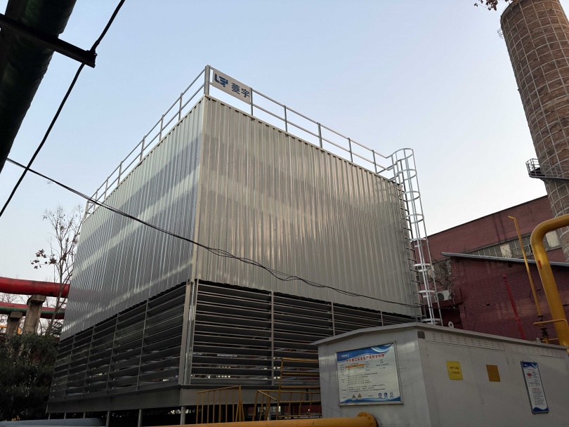 河南鄭州菱宇方形逆流式工業冷卻塔安裝完成